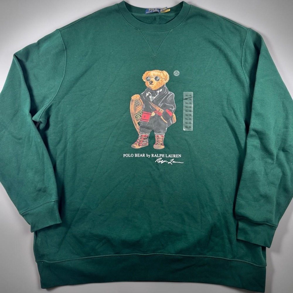 Polo Ralph Lauren Polo Bear Sweatshirt Mens 3XLT Green Hiking Big Tall NWT